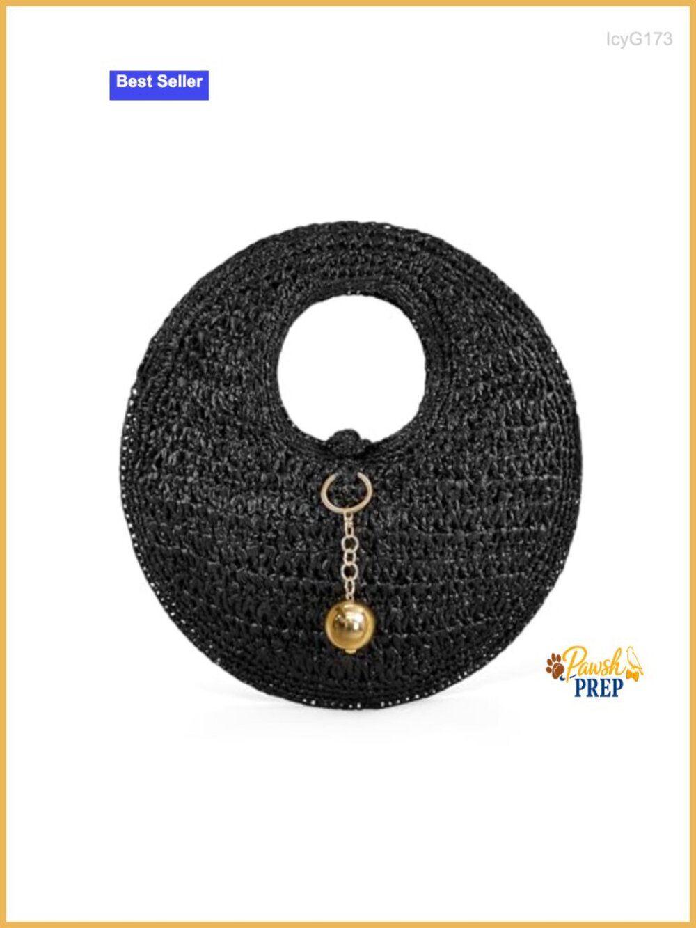 Handwoven Raffia Round Beach Tote Bag - Large Boho Chic Natural Straw Purse